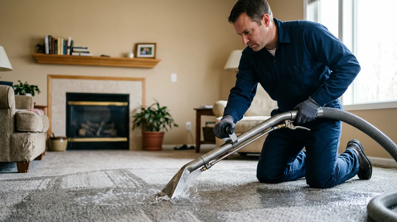 Water damage restoration technician working near Rowland, NC